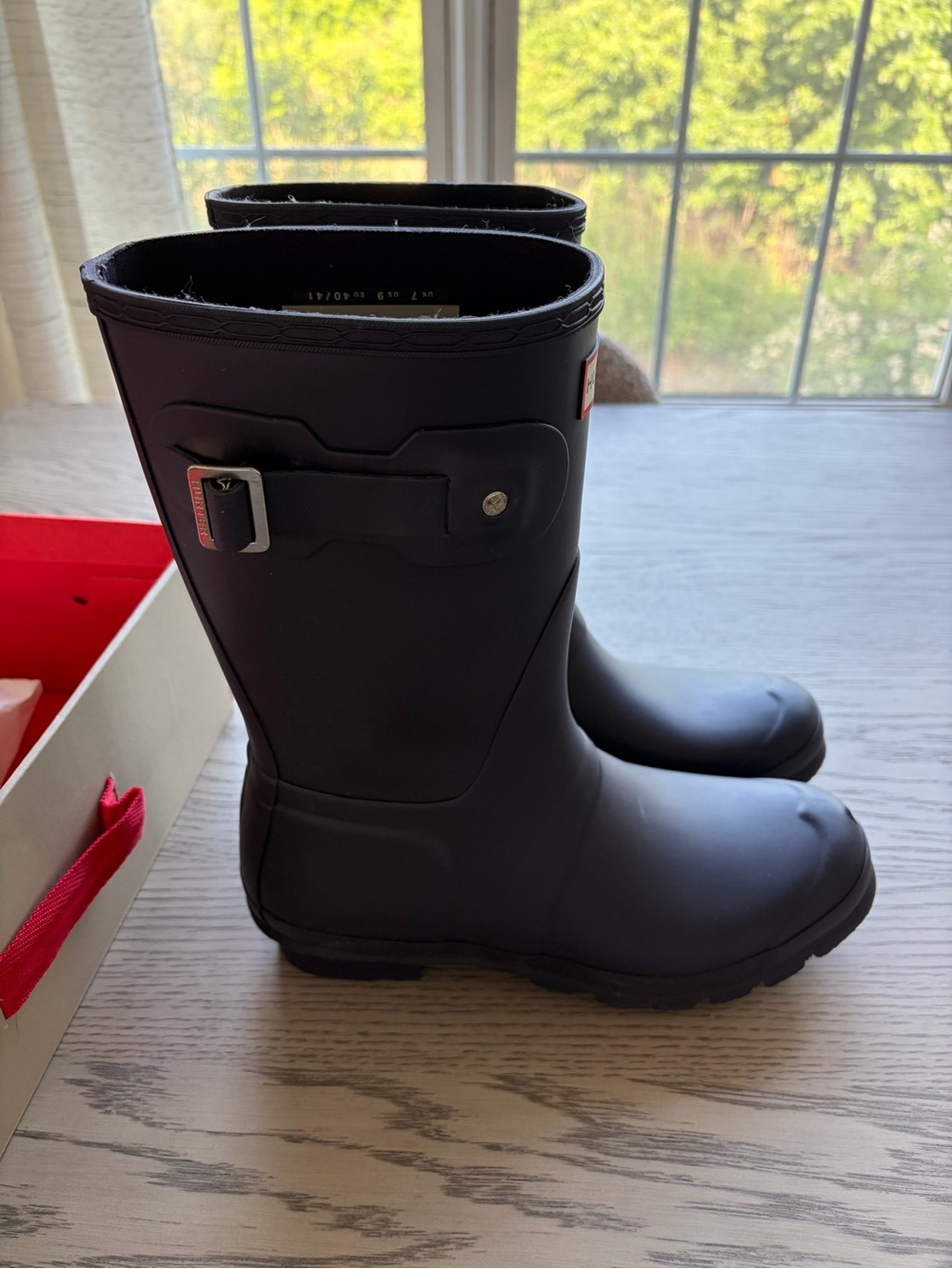 Hunter Black Rubber Rain Boots with Interior Logo - Picture 2 of 6